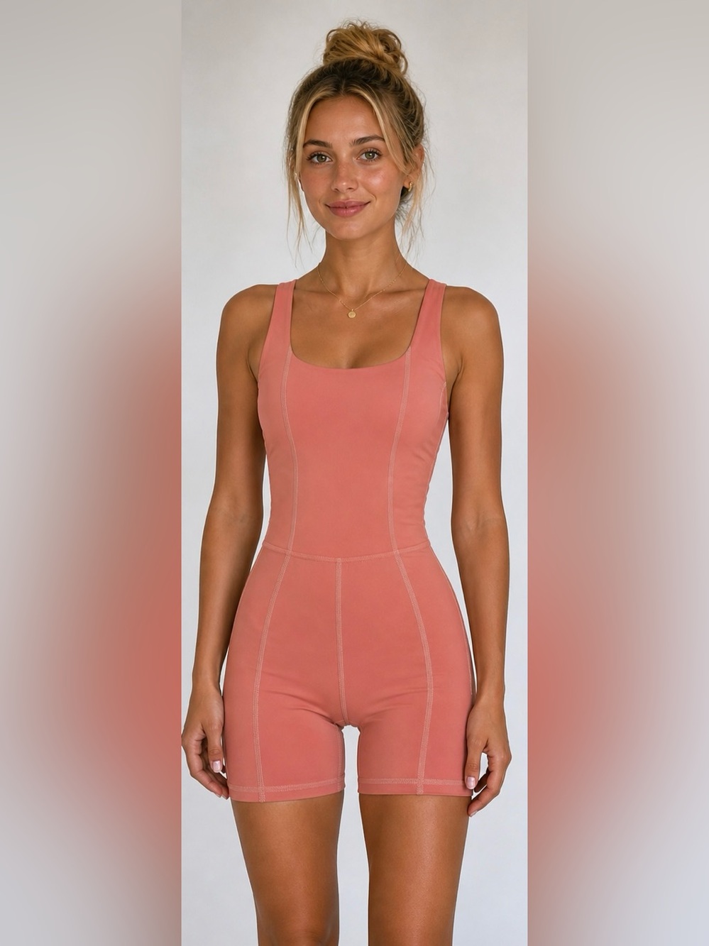 Fashion Nova Rose Mauve Lace-Back Sleeveless Romper